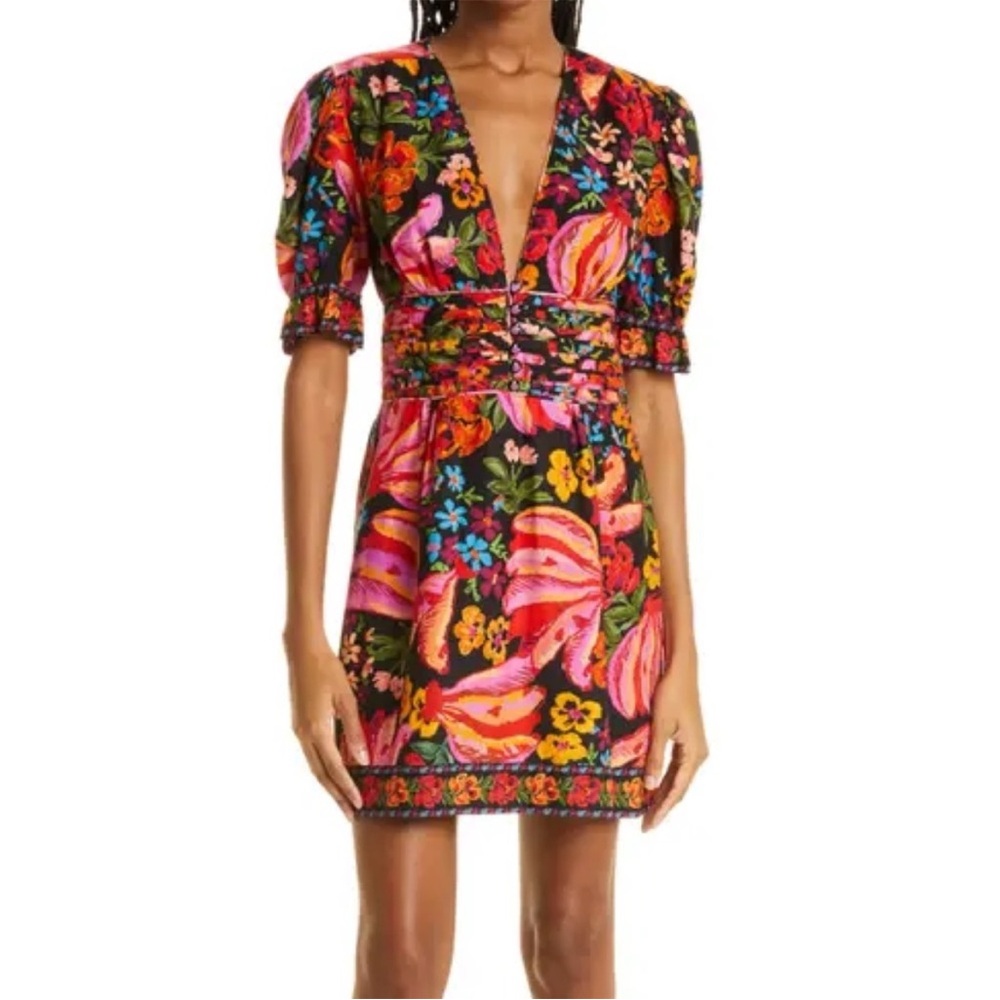 FARM RIO Black Spring Bananas Print Dress NEW Size XS NWOT - Picture 2 of 16